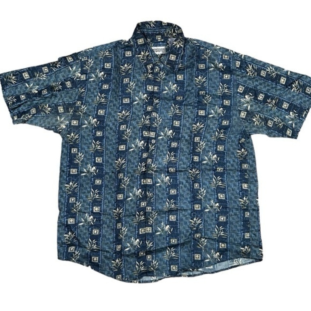 Windham Pointe Mens Hawaiian Shirt Silk Blend Large‎ Aloha Resort Vacation Blue